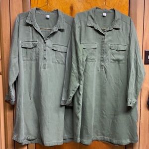 OLD NAVY GREEN CHAMBRAY SHIRT DRESS SIZE XXL.